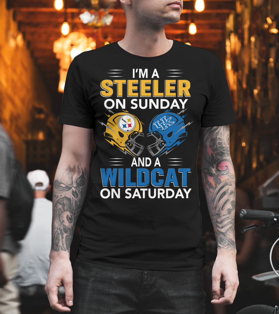 Steeler On Sunday Wildcat On Saturday Football Fan Pride Helmet T-Shirt