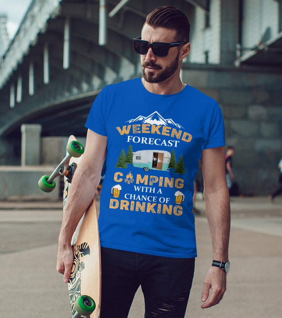 Weekend Forecast Camping Drinking Shasta COMPACT Trailer T-Shirt