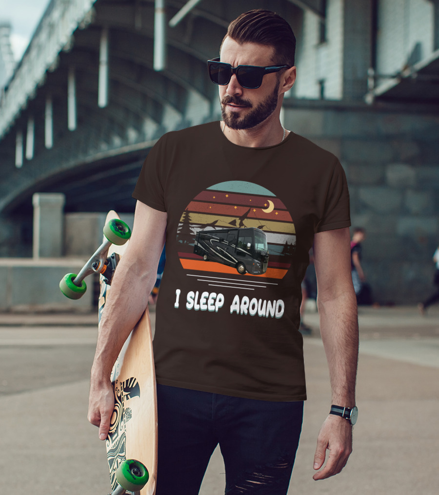 Winnebago Vista LX 27 I Sleep Around Retro Moon Stars Camping T-Shirt