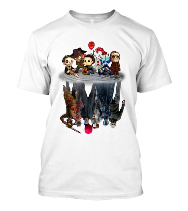 Leatherface Freddy Krueger Michael Myers Pennywise Pinhead Jason Voorhees Reflection Horror Icons Balloon T-Shirt