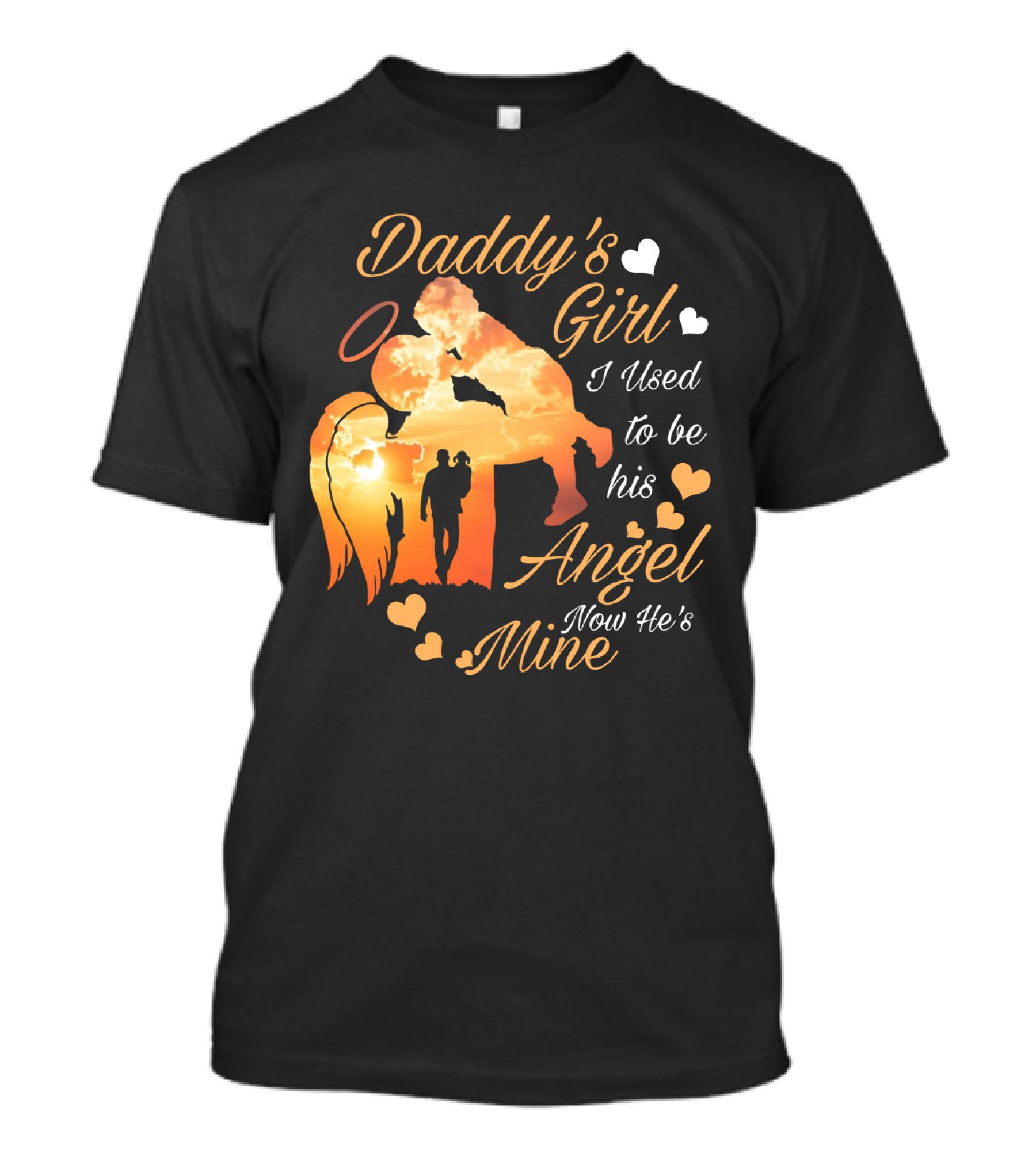 Daddy's Girl I Used To Be His Angel Now He's Mine Silhouette Heart Clouds T-Shirt