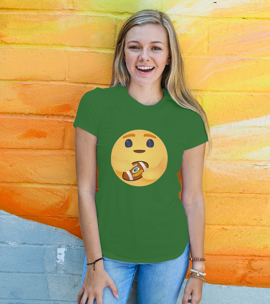 Care Emoji Hugs Green Bay Packers Football T-Shirt