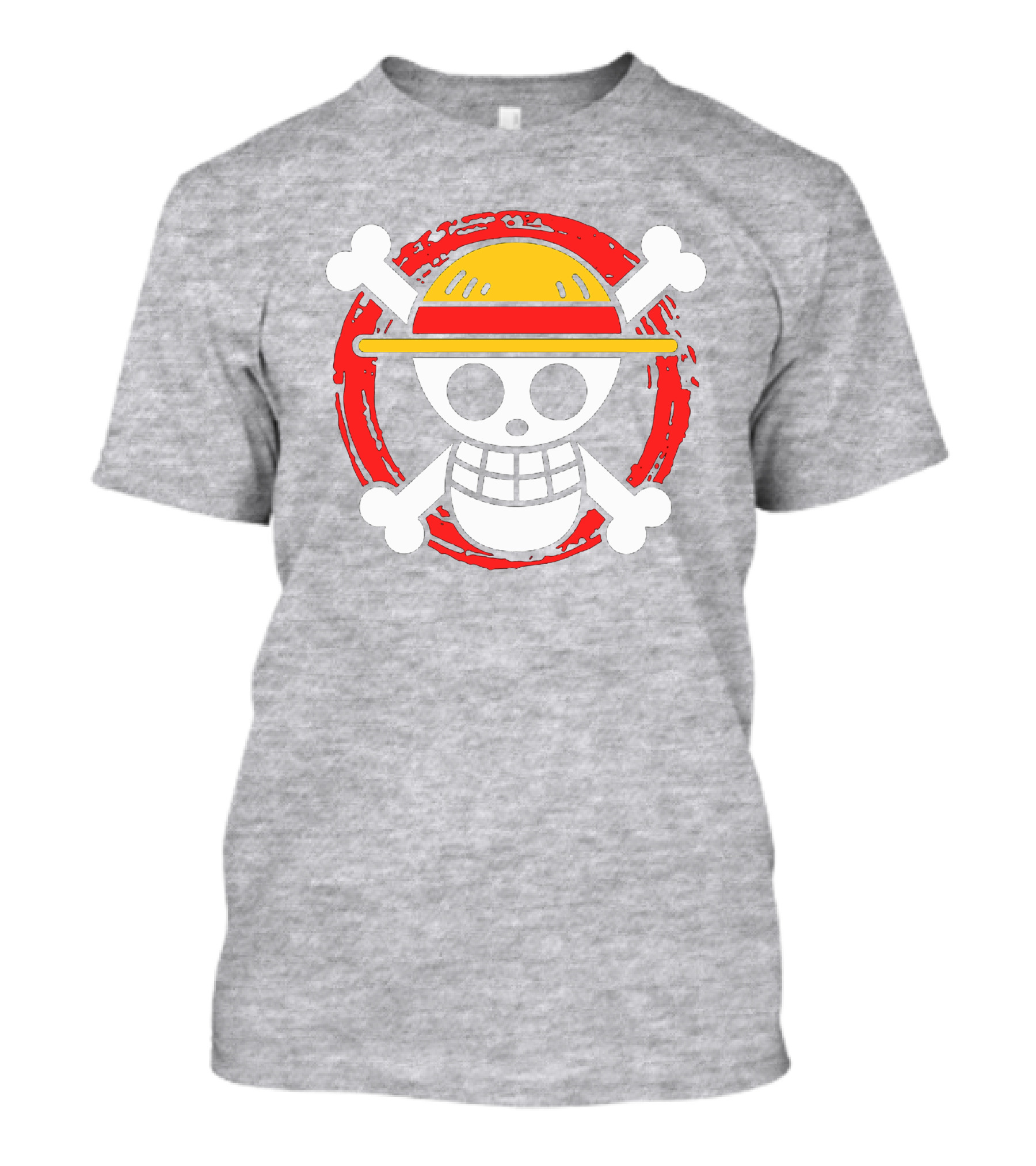 Straw Hat Luffy Jolly Roger Icon On Red Circular Emblem T-Shirt