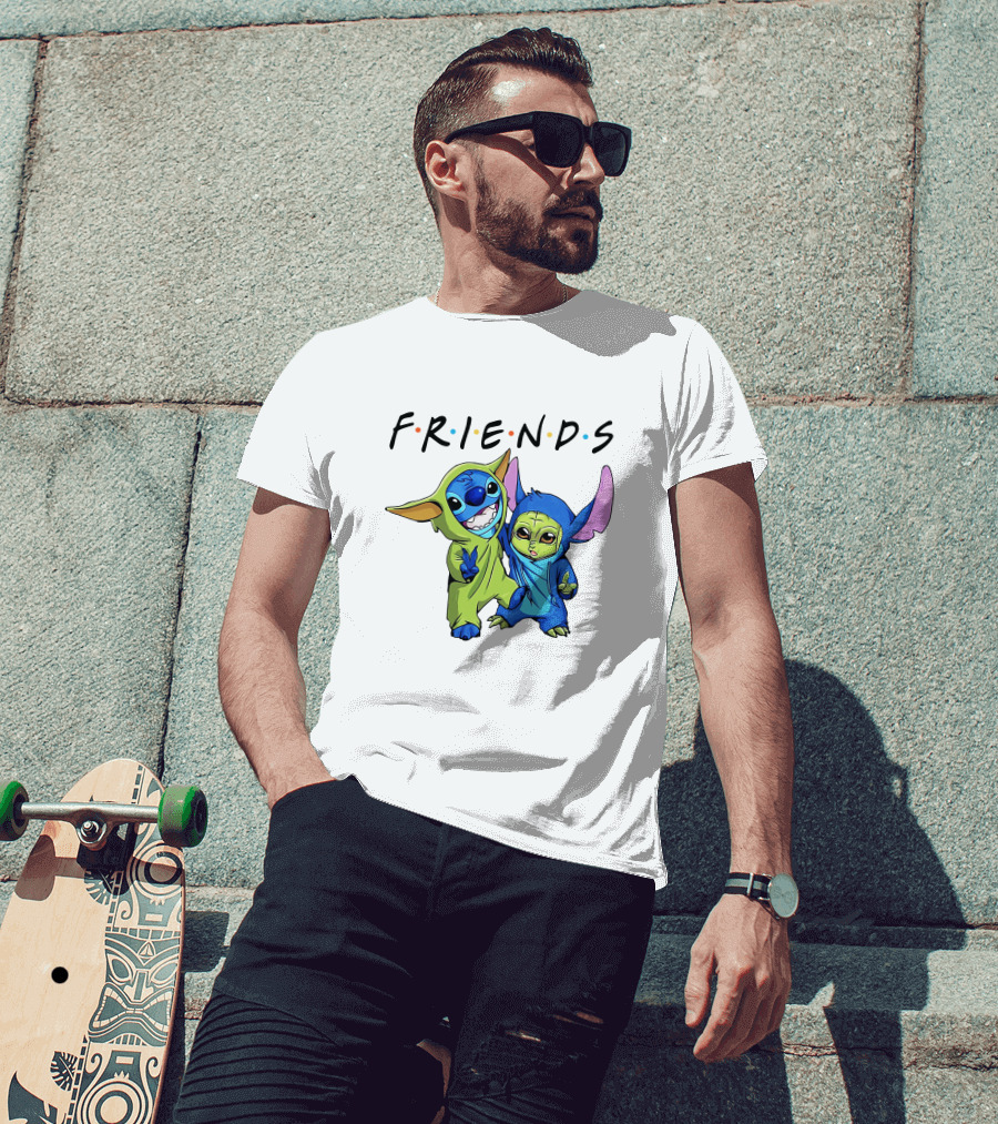 Stitch And Baby Yoda Friends TV Show T-Shirt