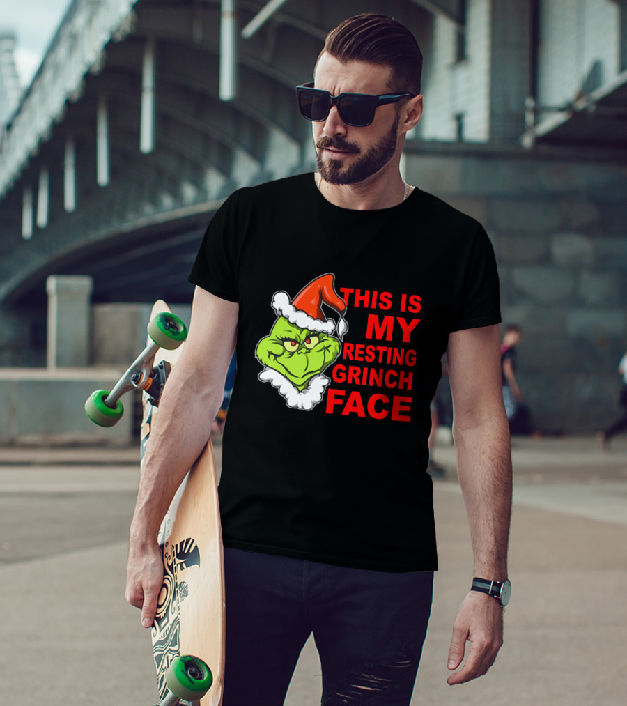 This Is My Resting Grinch Face Santa Hat Grumpy Expression T-Shirt