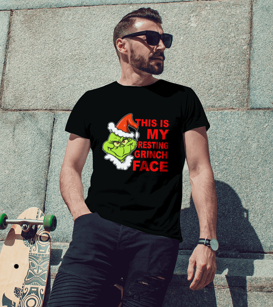 This Is My Resting Grinch Face Santa Hat Grumpy Expression T-Shirt