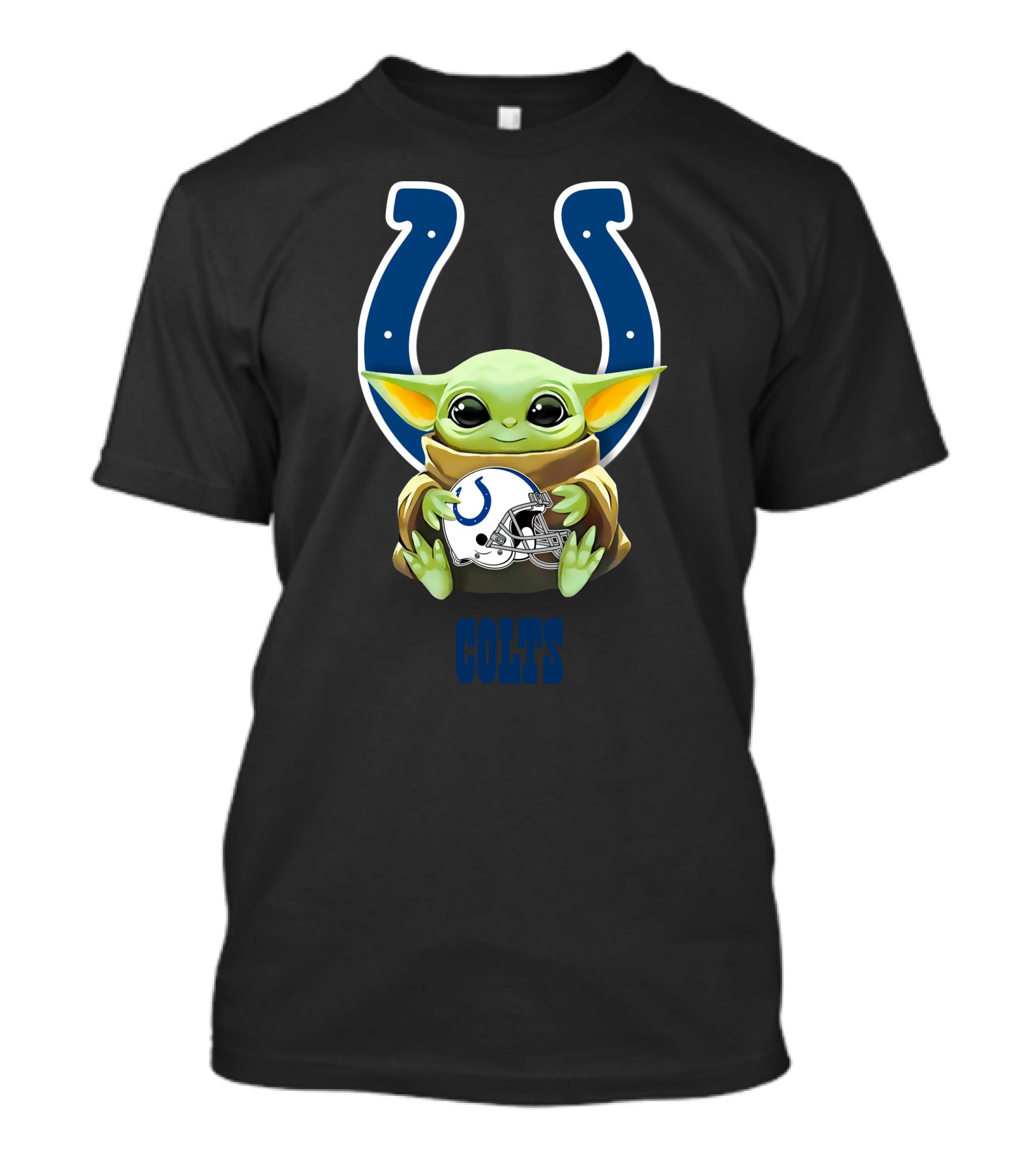 Baby Yoda Holding Indianapolis Colts Helmet With Team T-Shirt