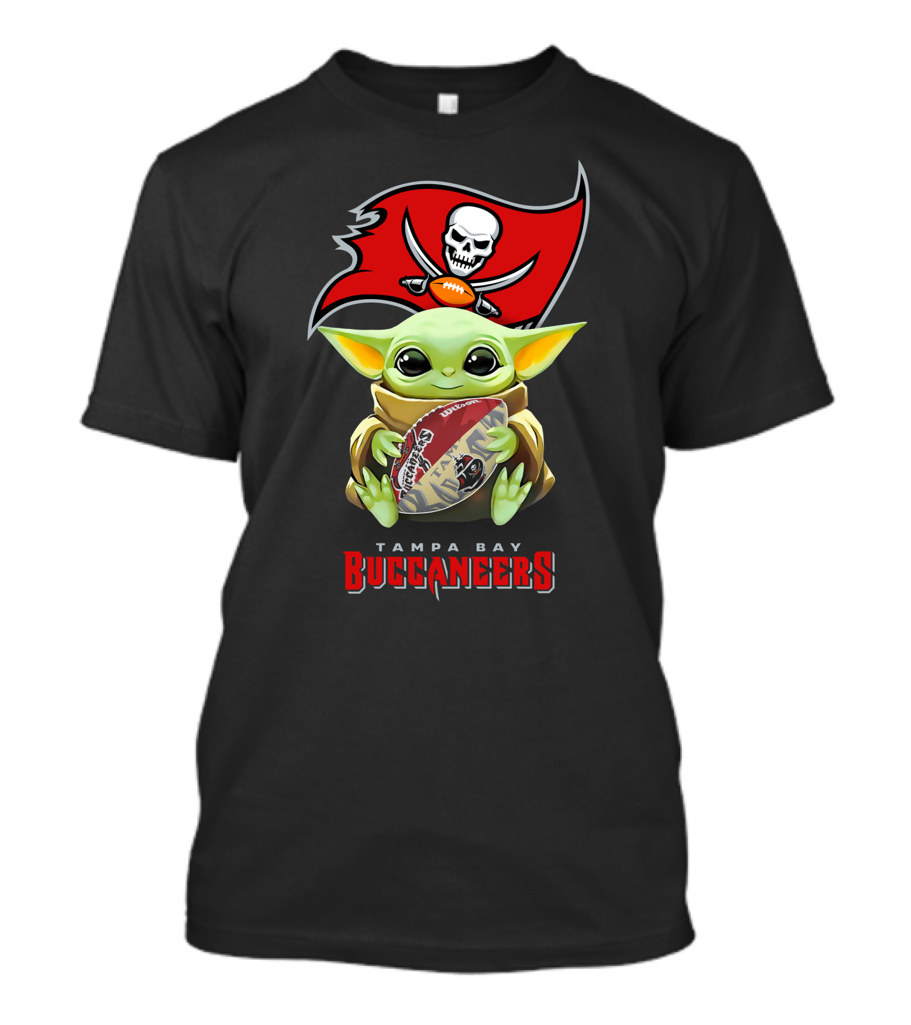 Baby Yoda Holding Tampa Bay Buccaneers Football With Team T-Shirt