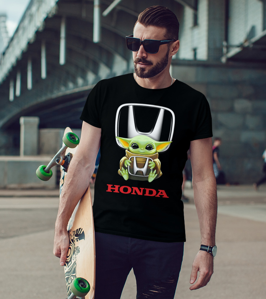 Star Wars Baby Yoda Holding Honda Emblem T-Shirt