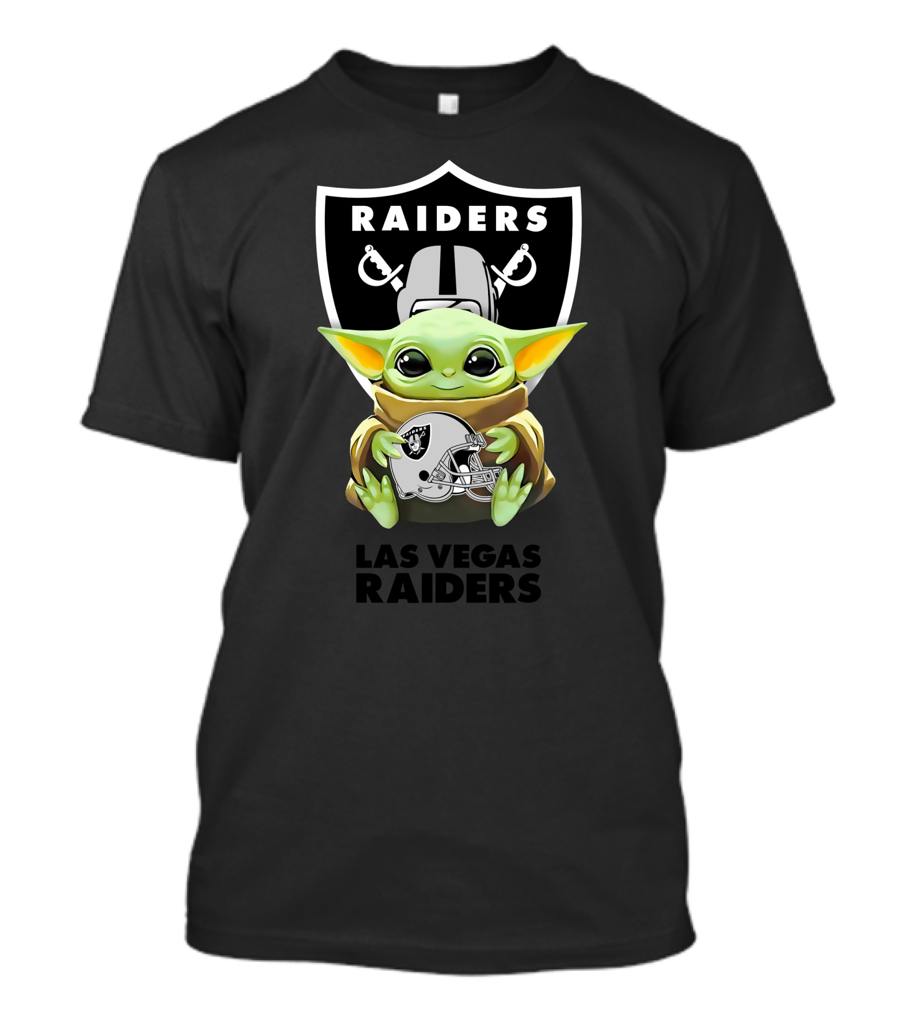 Star Wars Baby Yoda Holding Las Vegas Raiders Helmet T-Shirt