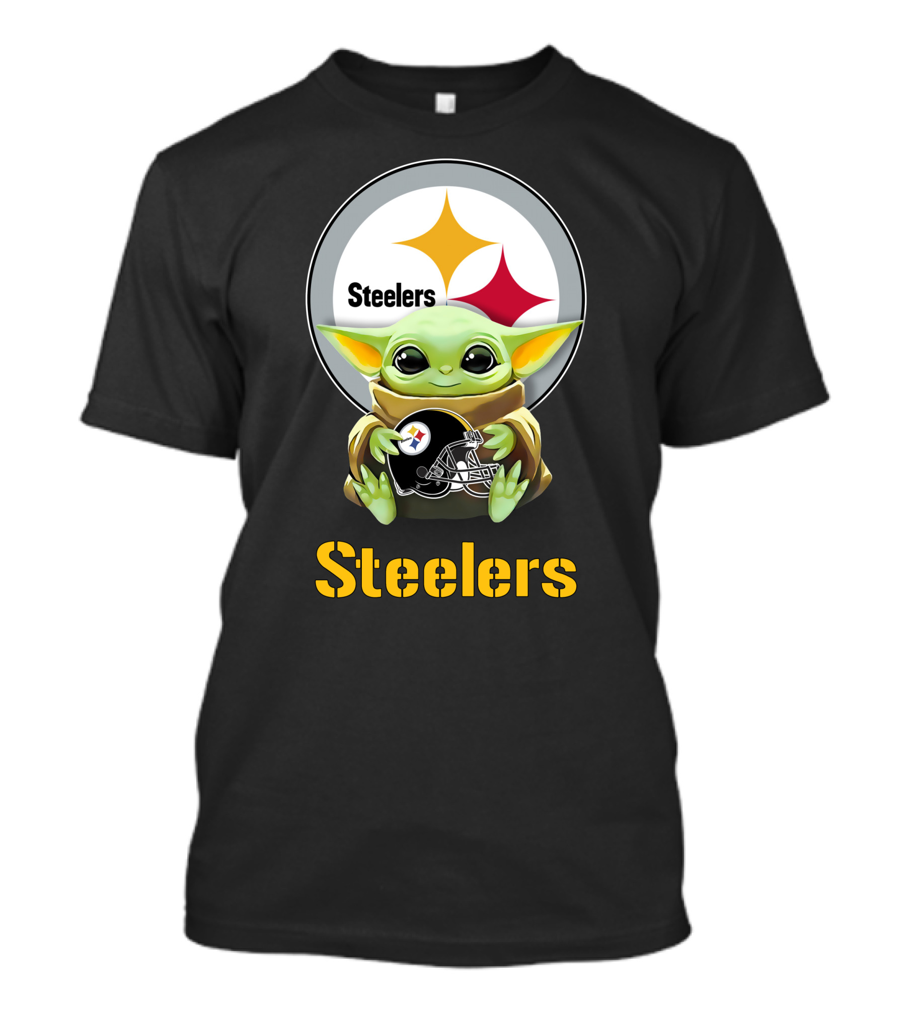 Star Wars Baby Yoda Hug Steelers Helmet With Pittsburgh Steelers T-Shirt