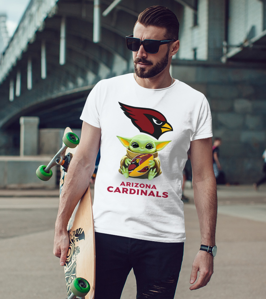 Baby Yoda Hug Arizona Cardinals Football T-Shirt