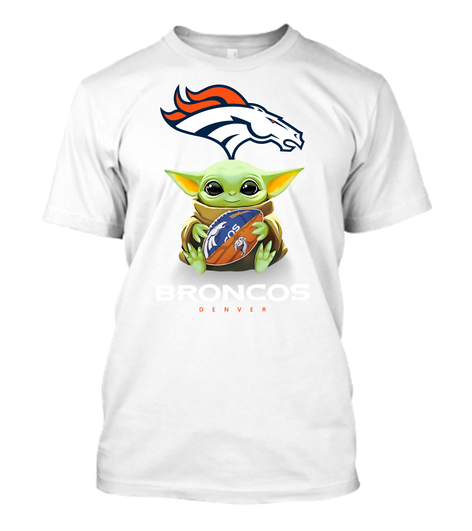 Baby Yoda Hug Broncos Football Denver Broncos T-Shirt
