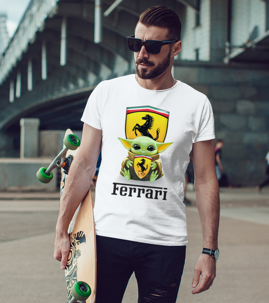Baby Yoda Holding Ferrari T-Shirt