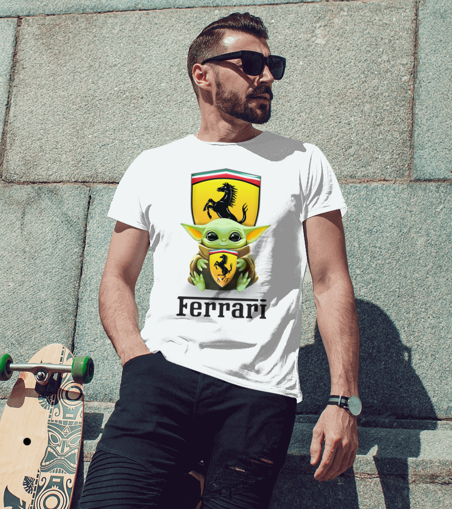 Baby Yoda Holding Ferrari T-Shirt