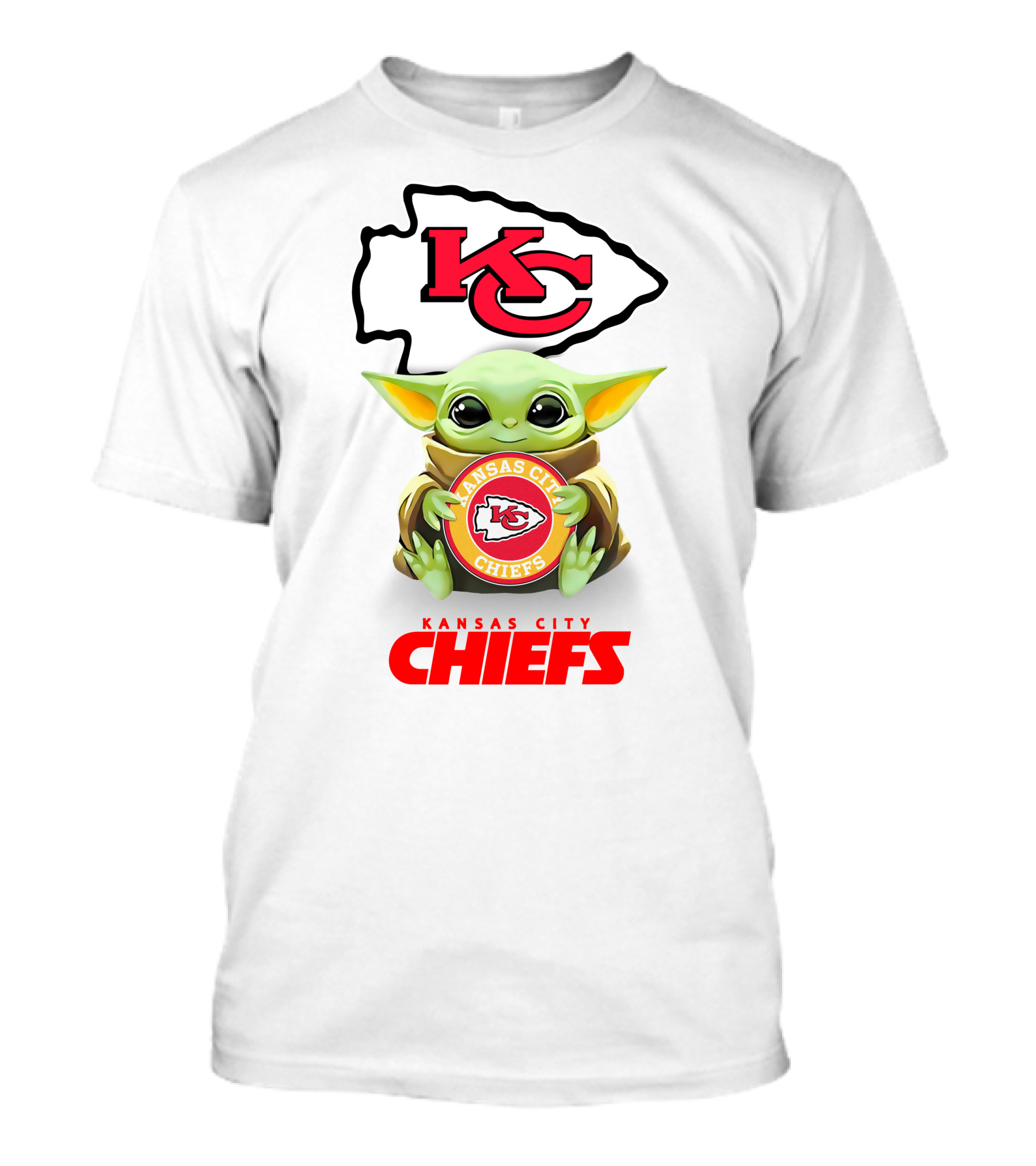 Kansas City Chiefs Baby Yoda Hugging Logo Chiefs T-Shirt