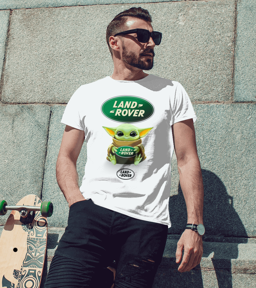 Baby Yoda Land Rover Green Logo Hug T-Shirt