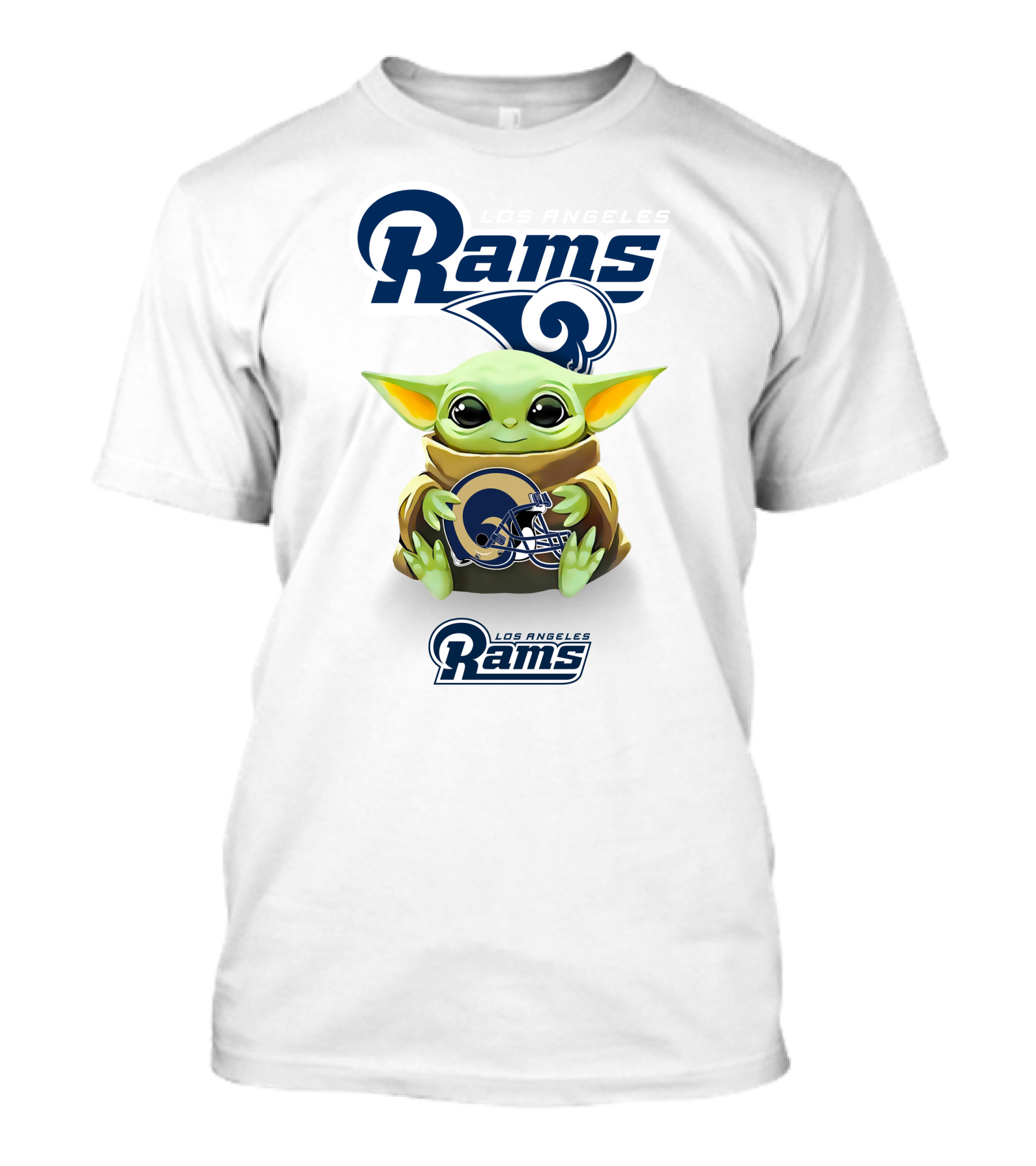 Baby Yoda Hug Rams Los Angeles Rams Helmet T-Shirt