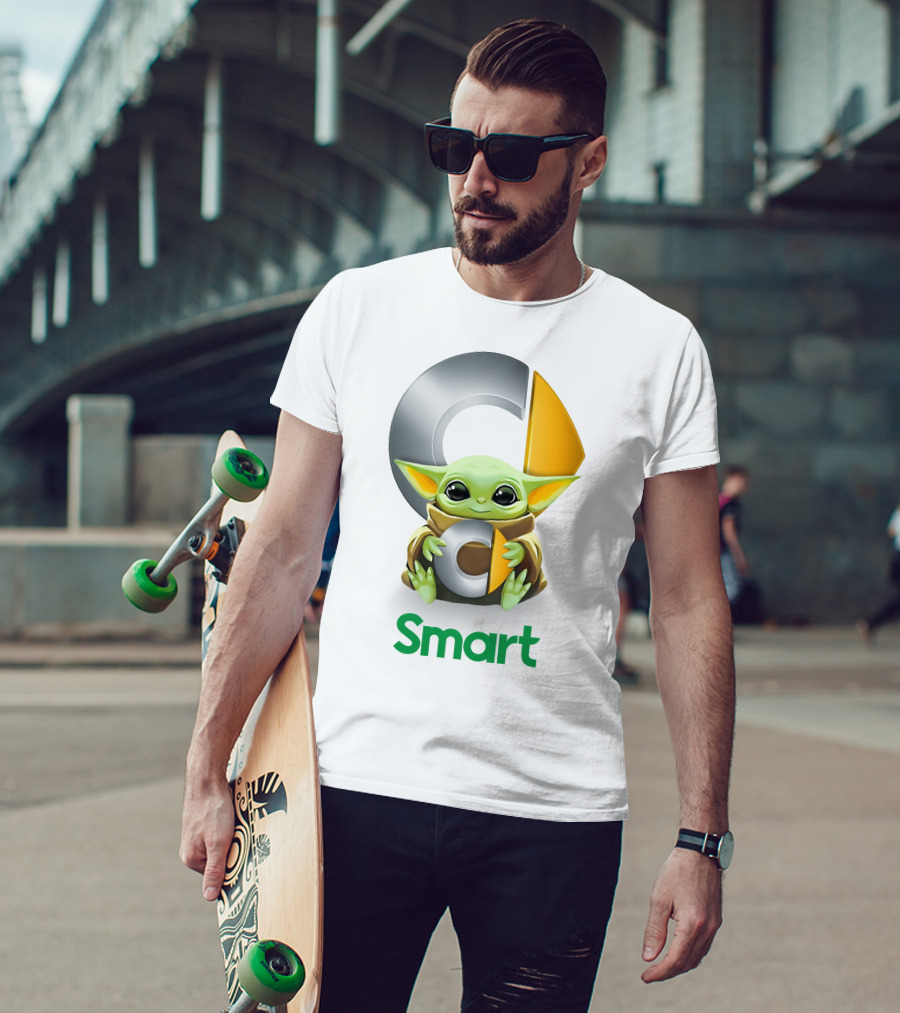 Baby Yoda Hug C Smart White T-Shirt