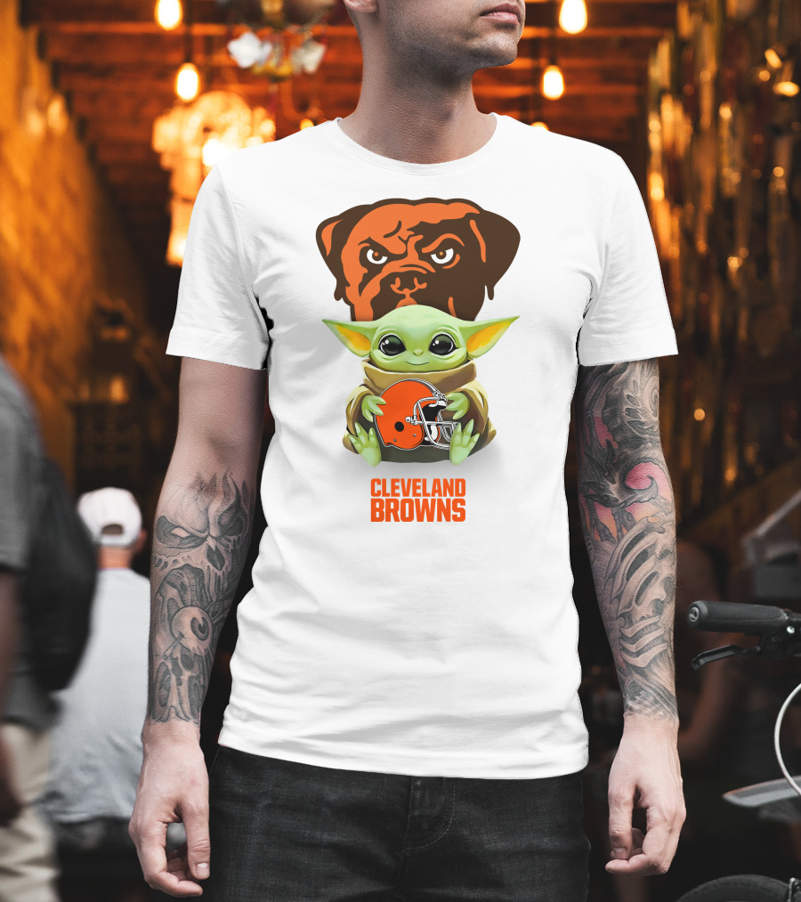 Star Wars Baby Yoda Cleveland Browns Helmet Cleveland Browns T-Shirt