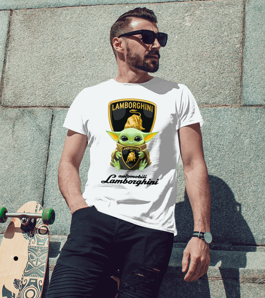 Star Wars Baby Yoda Hug Lamborghini Automobili T-Shirt