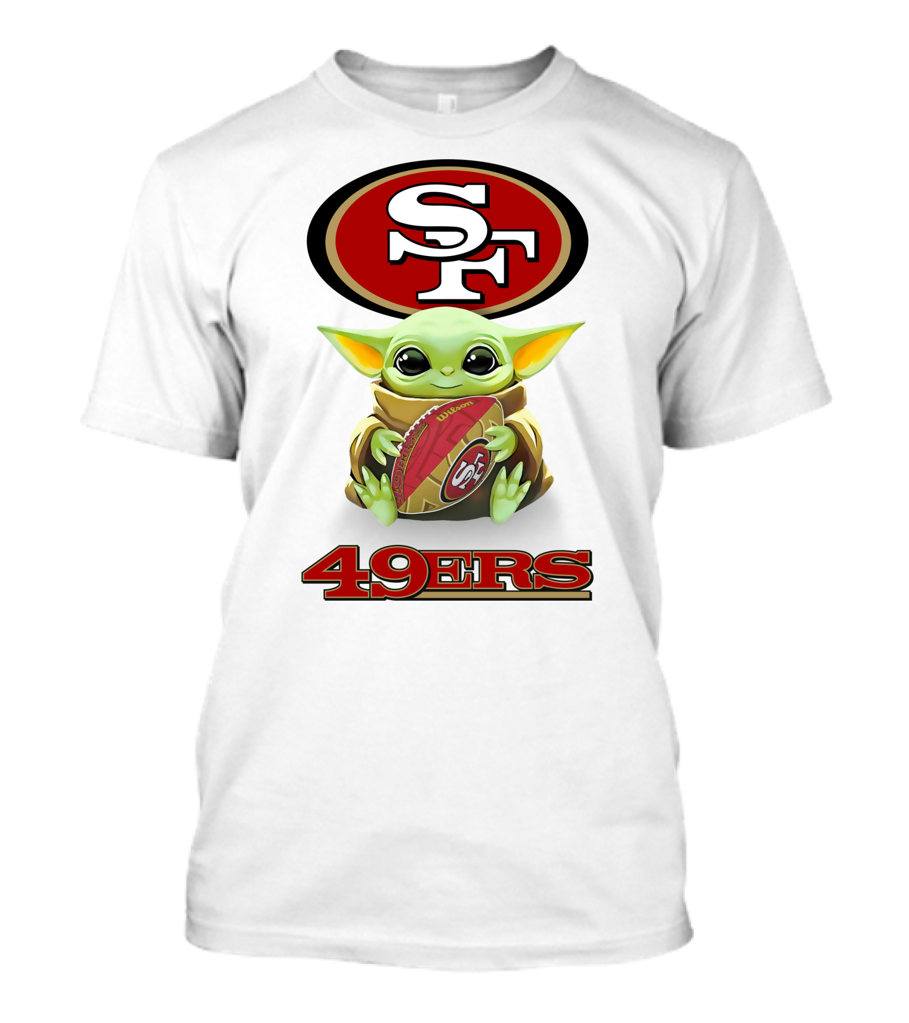 Star Wars Baby Yoda Hugging San Francisco 49ers Football 49ers SF T-Shirt
