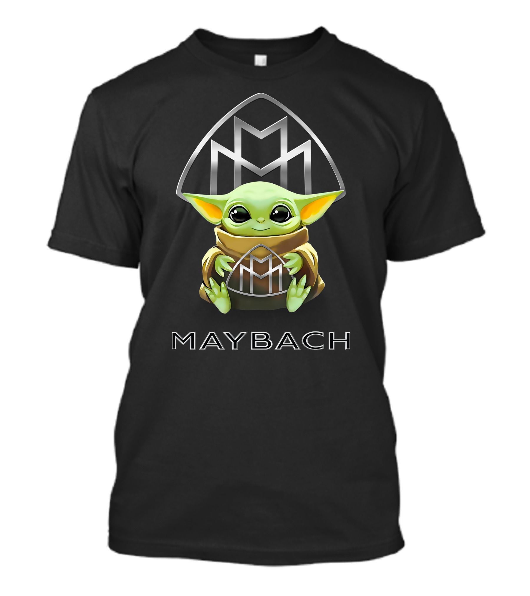 Grogu Holding Maybach Logo Emblem T-Shirt
