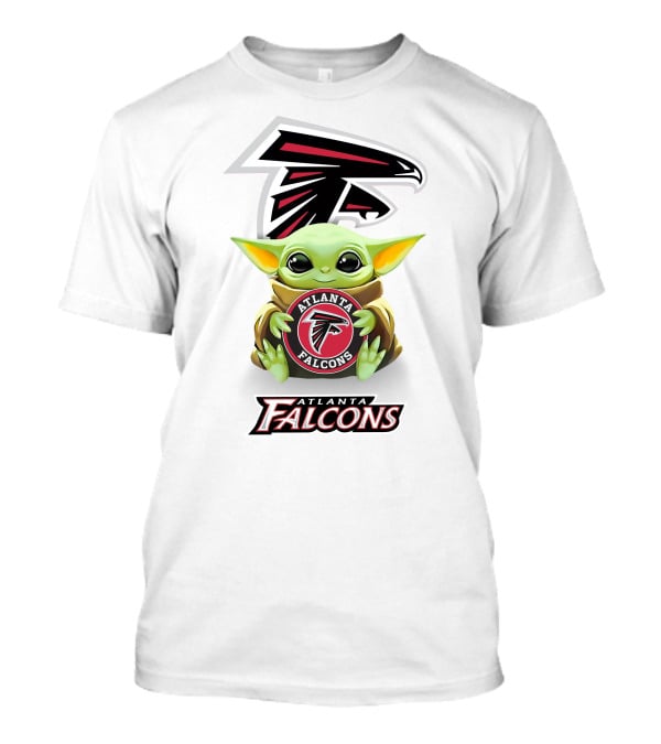 Grogu Atlanta Falcons Hug Logo White T-Shirt