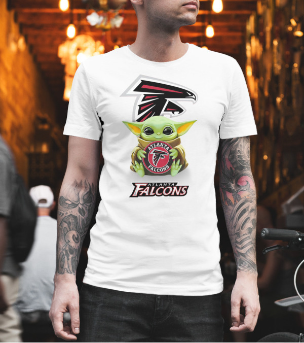 Grogu Atlanta Falcons Hug Logo White T-Shirt Grogu Atlanta Falcons Hug Logo White T-Shirt