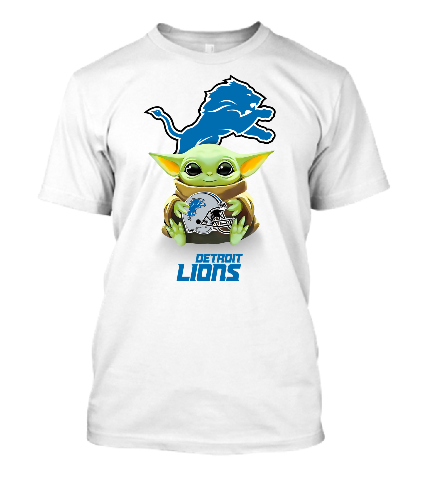 Grogu Holding Detroit Lions Helmet T-Shirt