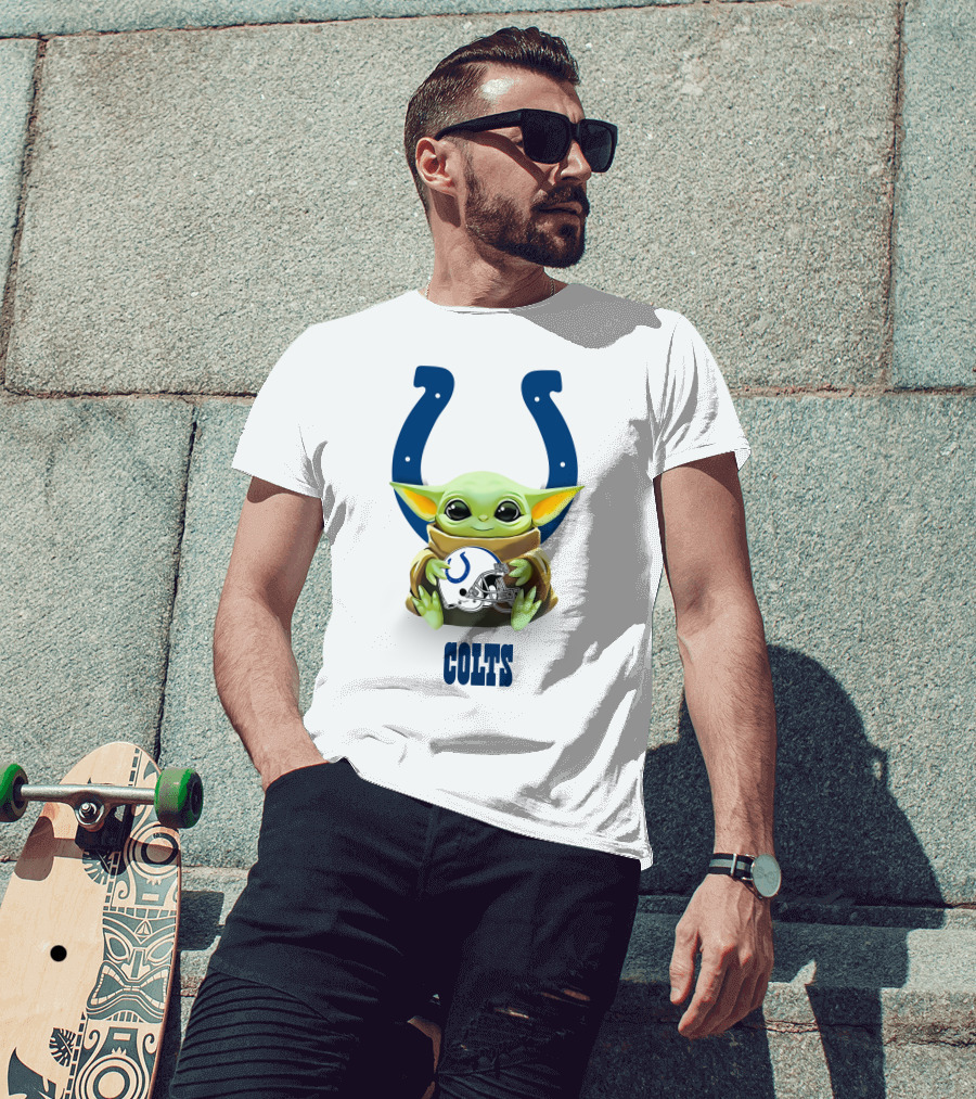 Grogu Colts Hug Indianapolis Colts Helmet T-Shirt