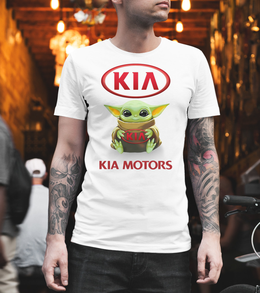 Grogu Hugging Kia Logo Kia Motors T-Shirt