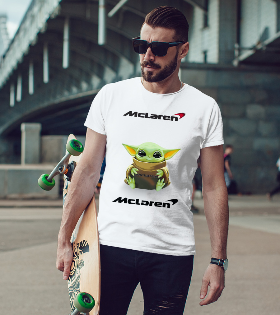 Grogu Hug McLaren Logo White T-Shirt