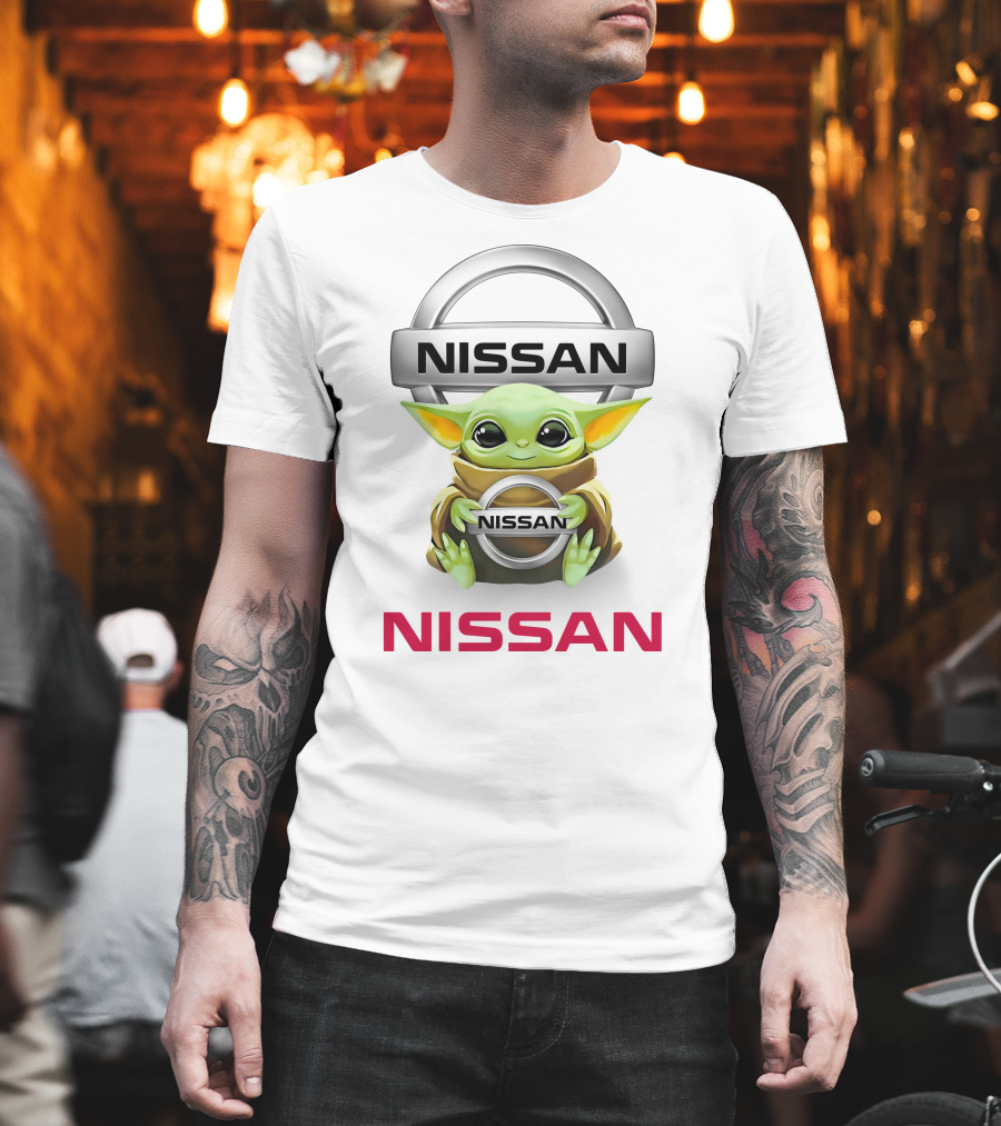 Nissan Grogu Hug Logo With Baby Alien Character T-Shirt