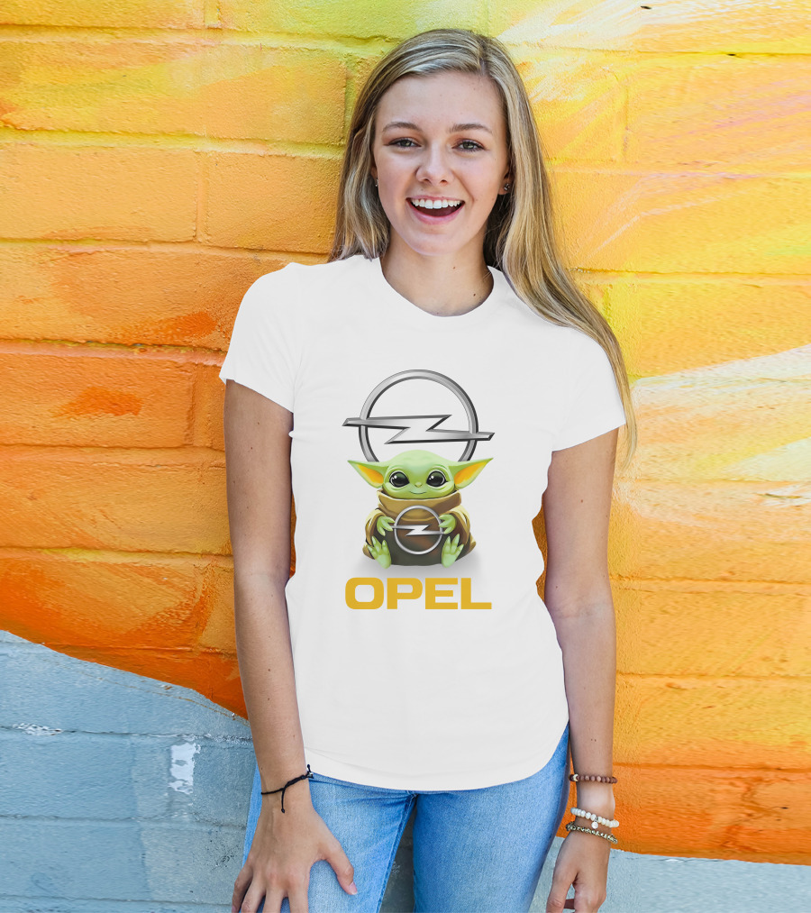 Grogu Hug Opel Logo White T-Shirt