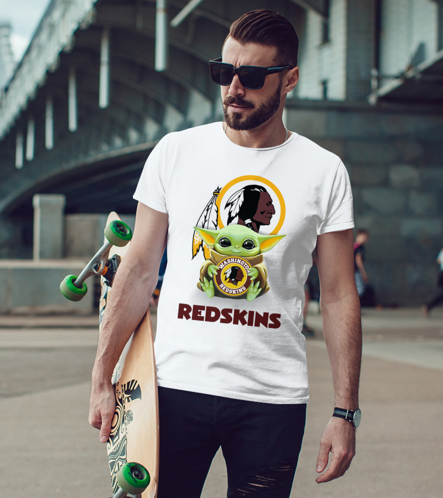 Grogu Holding Washington Redskins Logo Fans Unite T-Shirt