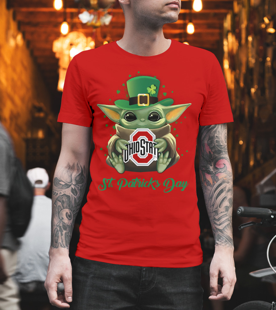Ohio State Buckeyes Baby Yoda St. Patrick's Day T-Shirt