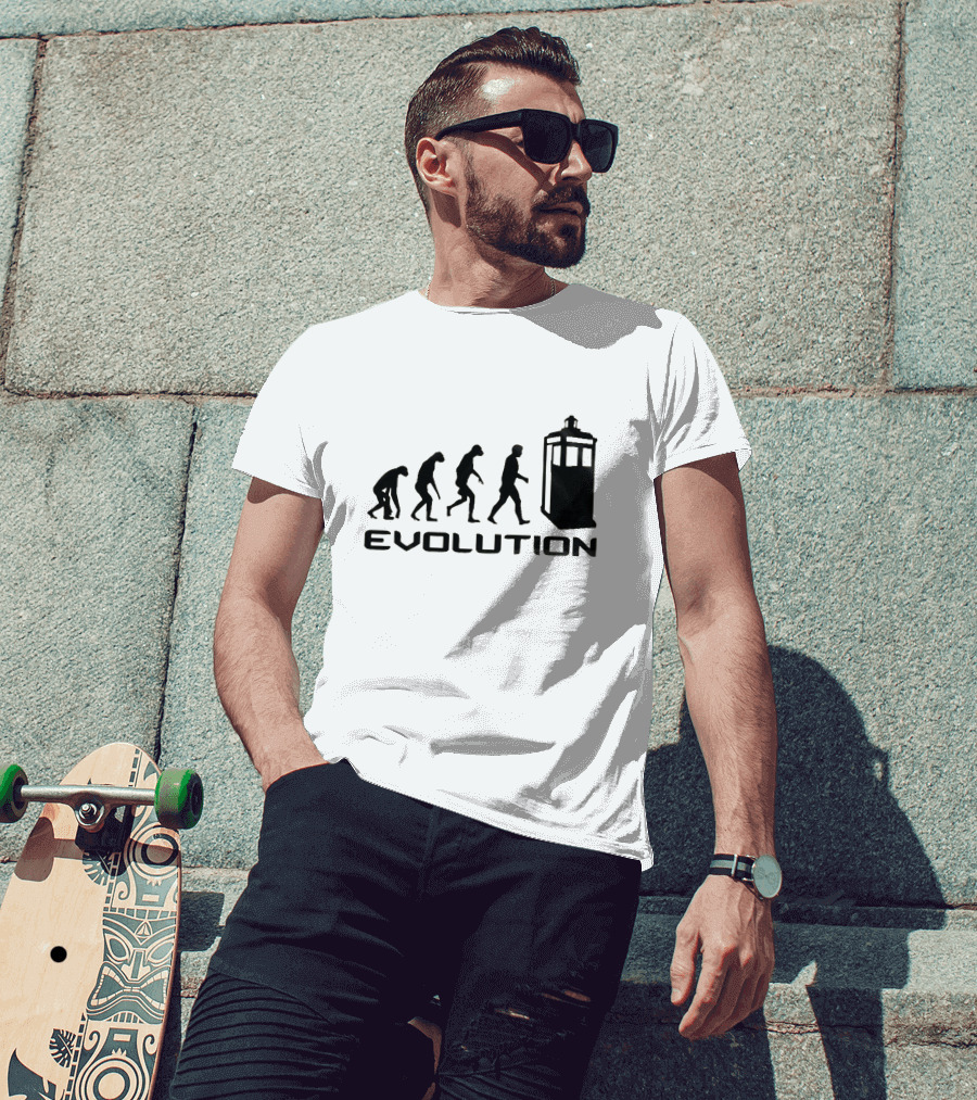 Whovians Evolution TARDIS Silhouette Transformation T-Shirt