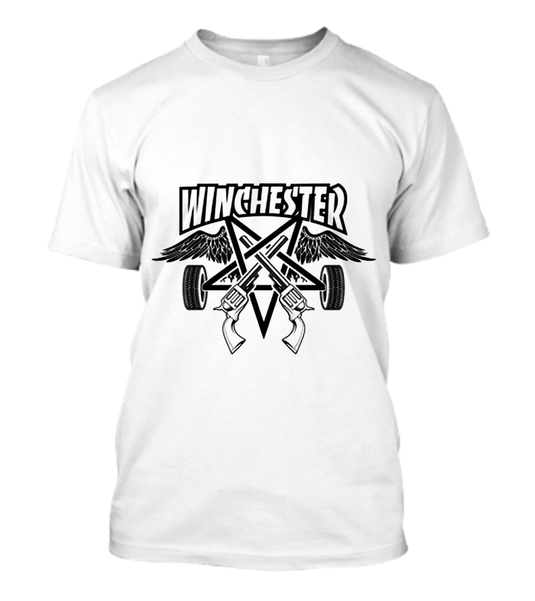 Winchester Supernatural Pentagram Wings Guns T-Shirt