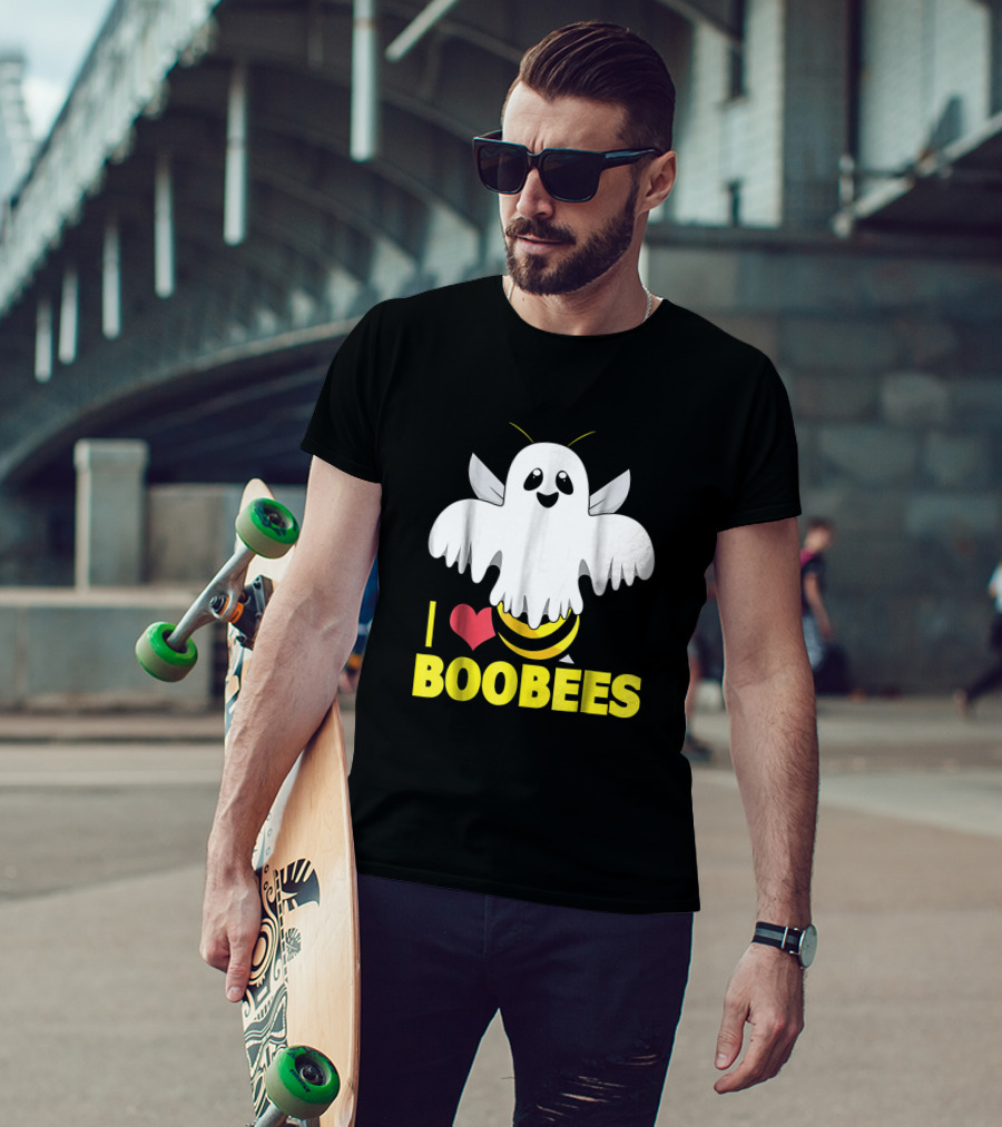 I Heart Boo Bees Funny Halloween Costume Bee And Ghost Mashup T-Shirt