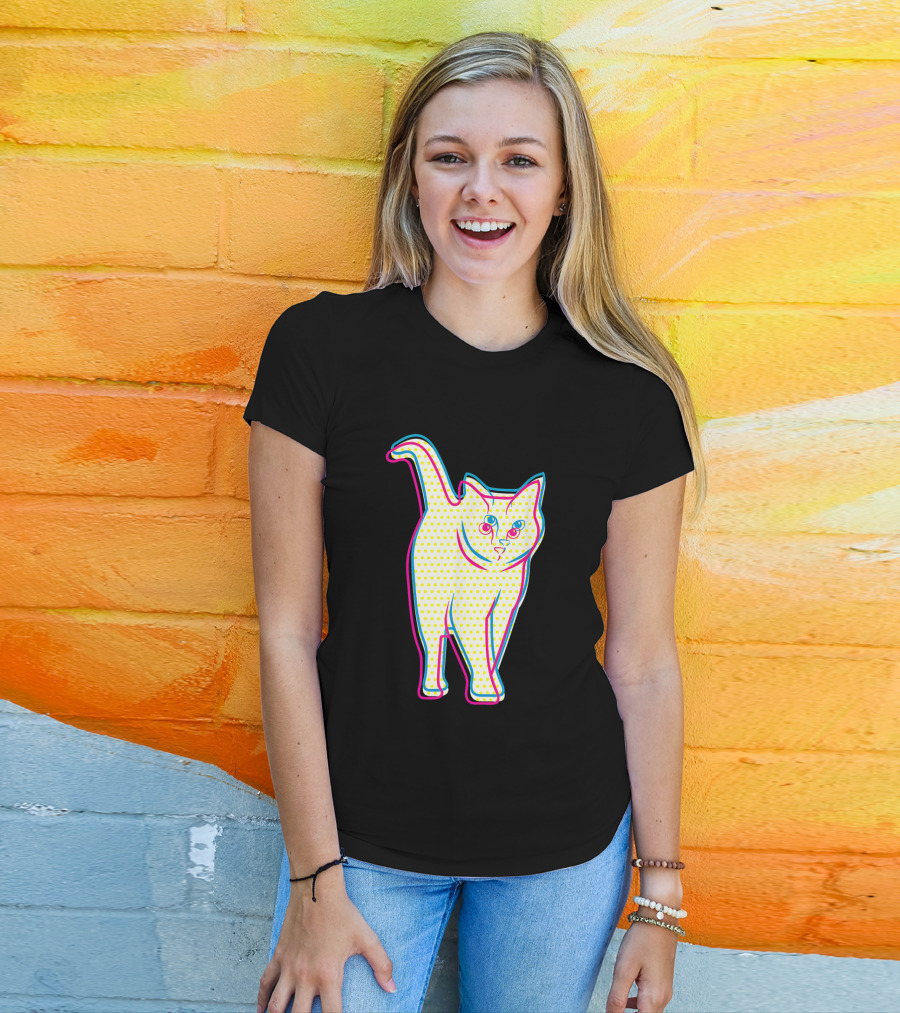 Psychedelic Cool Cat Pop Art For Cat Lovers In Vibrant Colors T-Shirt