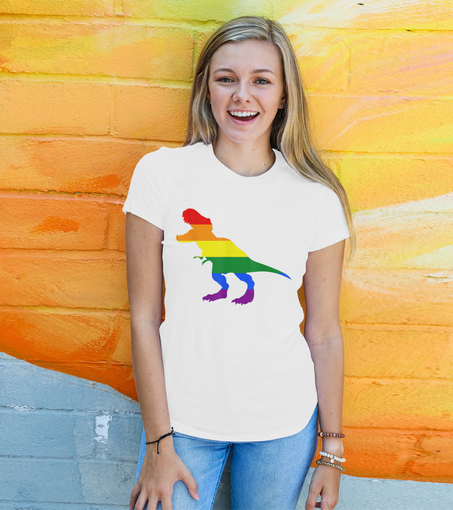 Dino Pride Rainbow Flag LBGT T-Rex Pride Month T-Shirt
