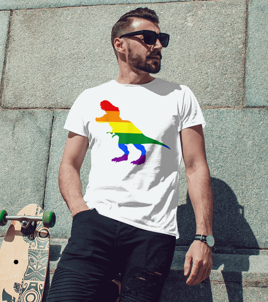 Dino Pride Rainbow Flag LBGT T-Rex Pride Month T-Shirt