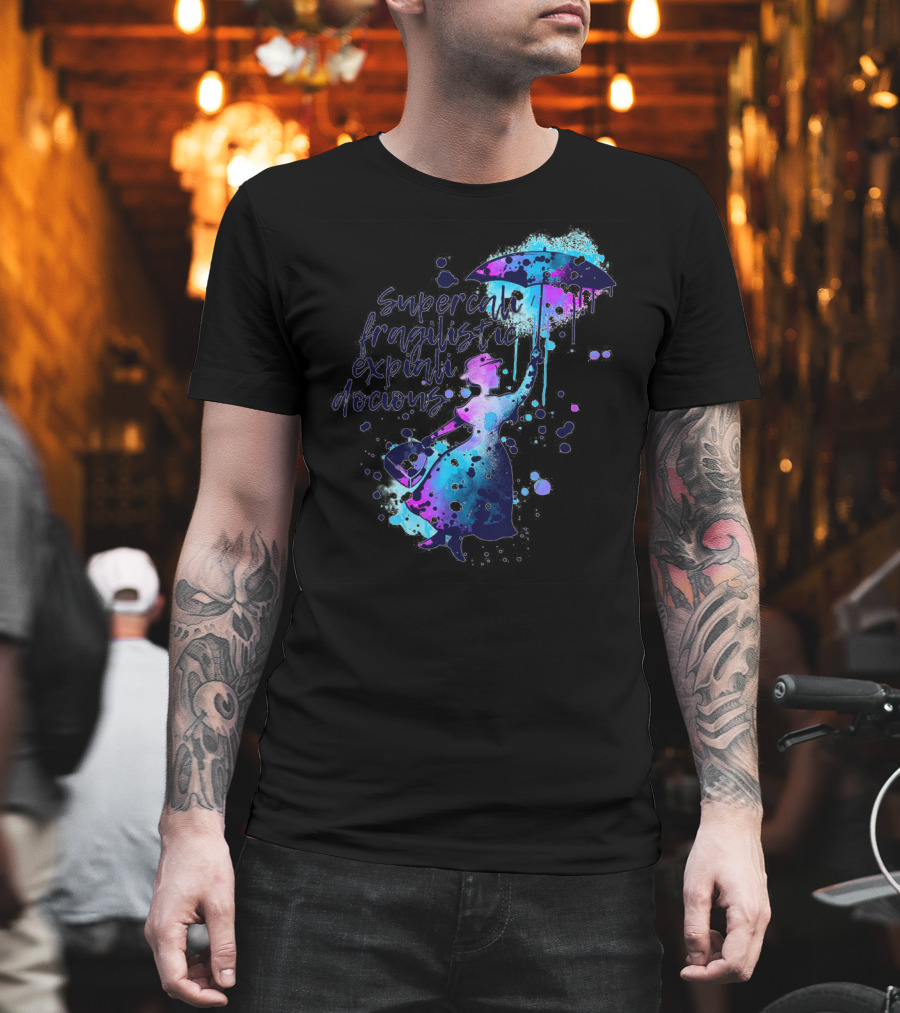 Supercalifragilisticexpialidocious Mary Watercolor Umbrella T-Shirt