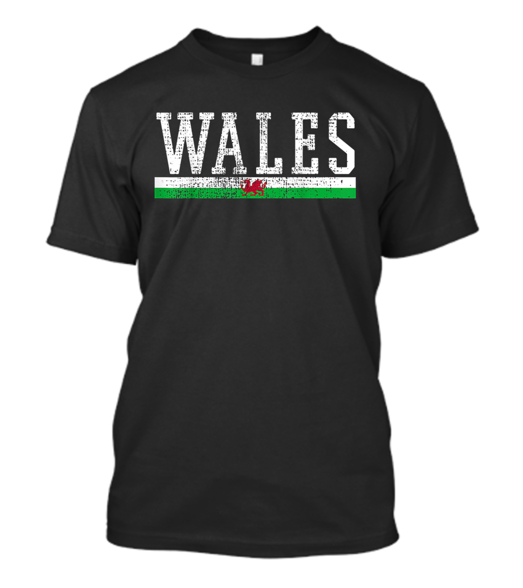 Wales Flag Vintage Distressed Design With Dragon Emblem T-Shirt