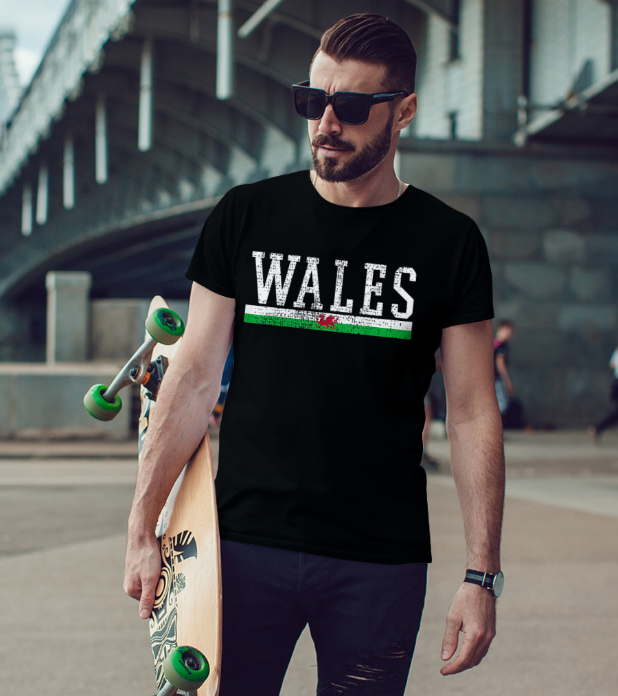 Wales Flag Vintage Distressed Design With Dragon Emblem T-Shirt