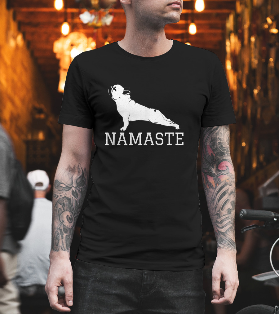 Namaste French Bulldog Yoga Pose Humor T-Shirt