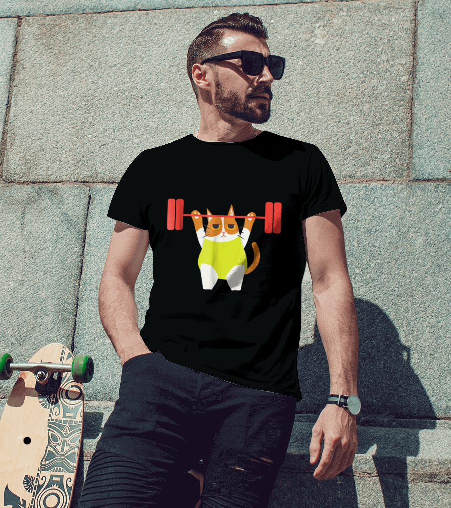 Playful Cat Weight Lifting Gym Humor For Fitness And Cat Lovers T-Shirt