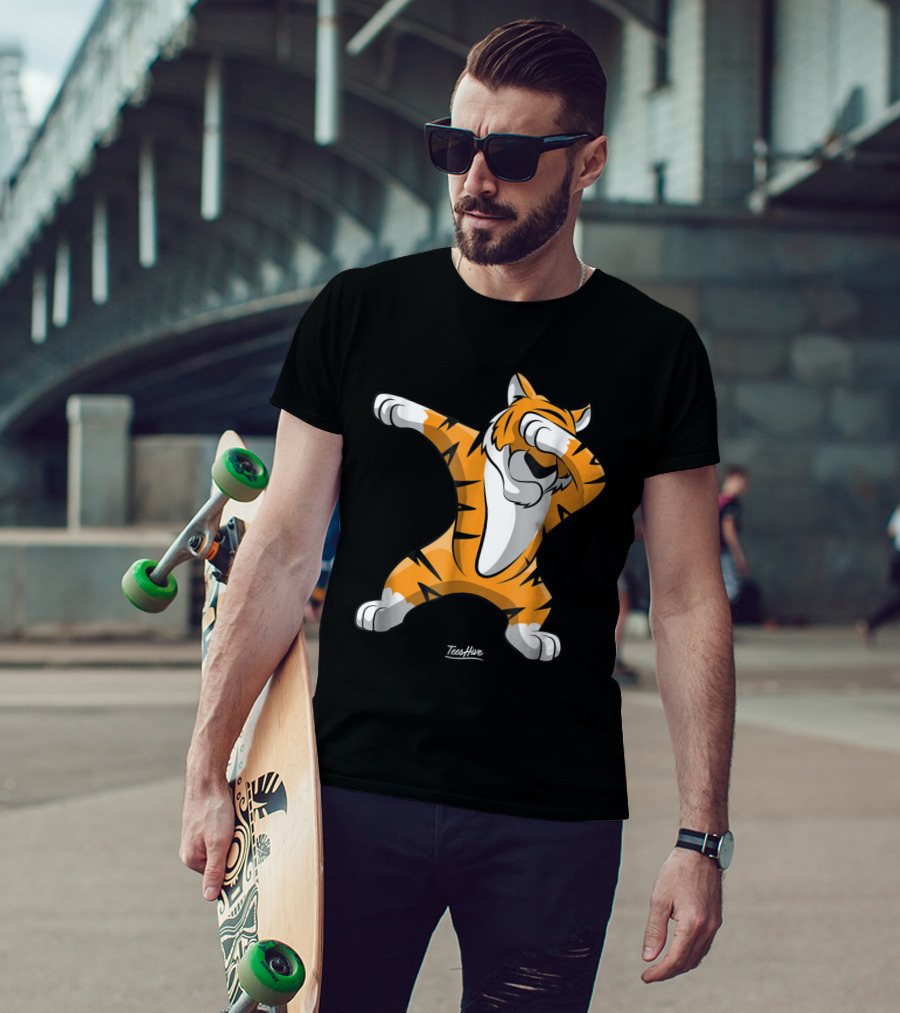 TeesHive Dabbing Tiger Funny Safari Animal Dab Tiger T-Shirt