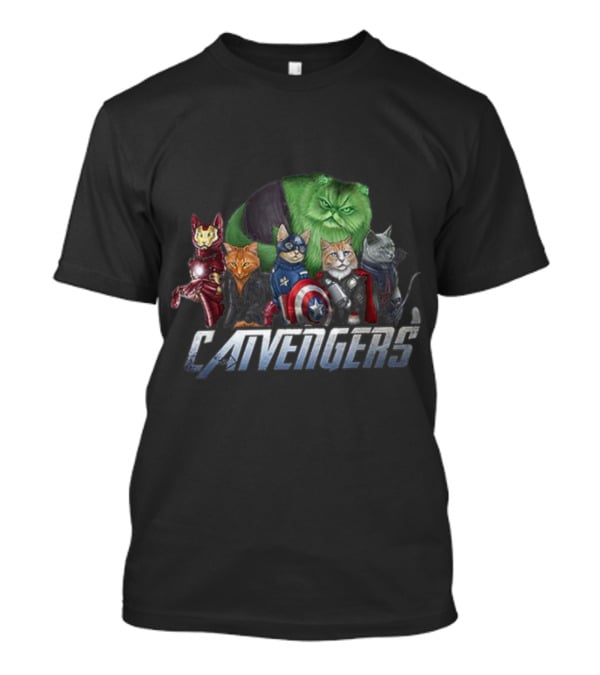 Catvengers Parody Cat Lovers Pun Featuring Hero Cats In Cosplay T-Shirt